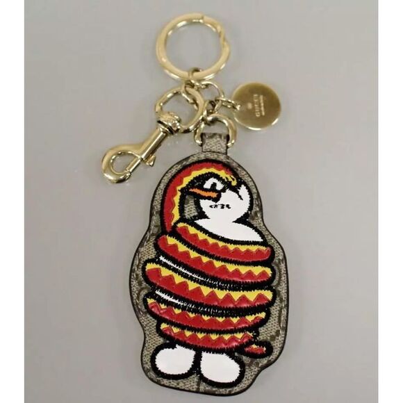 Gucci Unicef GG Canvas/Leather Key Ring/Charm Snowman and Snake - Picture 2 of 3